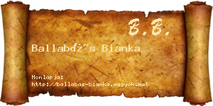Ballabás Bianka névjegykártya
